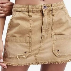 Free People Khaki Cargo Mini Skirt